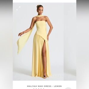 Maliyah Strapless Maxi Dress in Lemon